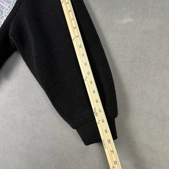 Zara Teddy Fleece & Neoprene Jacket Women's Large Black & White Full‎ Zip Animal - Picture 7 of 11